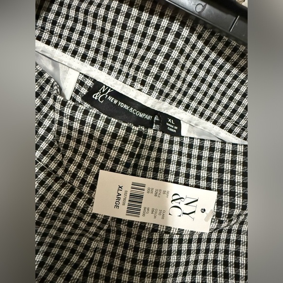 New York and Company Black and White Checkered Flare Pants - Picture 2 of 3